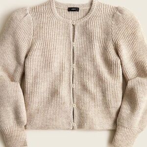 J. Crew puff sleeve lightweight alpaca blend cardigan sweater